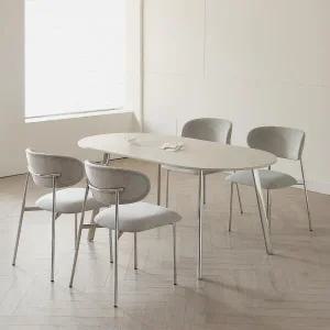 /티에스퍼니처 바모스 타원 세라믹 실버 식탁 테이블 4인용 1400