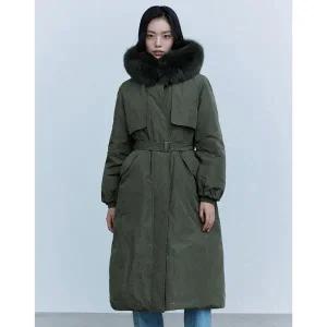 더엣지 폭스퍼 야상 롱 구스다운 코트 923897