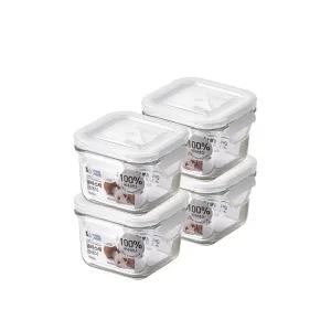 글라스락 클래식 화이트에디션 정사각 210ml 4조 세트