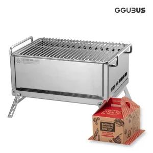 꾸버스 IGT 화로대 바베큐그릴 + 훈제박스 SET 3WAY 스텐 접이식 캠핑 이중연소 불멍 휴대용