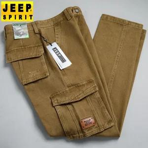 JEEP SPIRIT 가을 겨울 카고바지 남성 루즈 스트레이트 캐주얼 아웃도어 팬츠