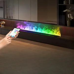 북유럽 벽난로 컬러 불꽃 식당 매장 인테리어 불타는