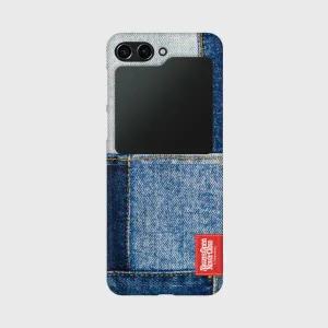 아트박스/더나인몰 빈티지 데님 패치 라벨 Z플립 하드케이스