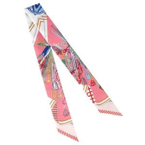 에르메스 스카프 BOUQUETS SELLIER TWILLY 트윌리 실크 로즈/베이지