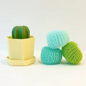 꼬마선인장 주방 설거지 수세미 세트 리필 총4P