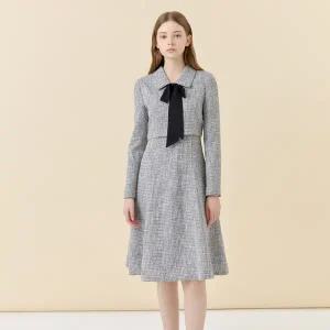 [롯데백화점]라인에디션 배색 리본타이 플레어 원피스(NGOPOL99)