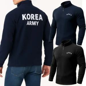 남성긴팔티셔츠 겨울 기모 반집업 후리스 스판 로카티셔츠