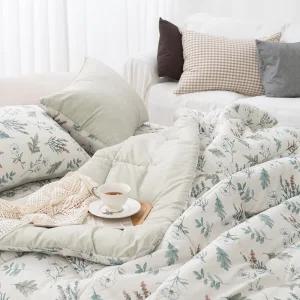 항균 차렵이불 플로럴 베이지 소프트 마이크로 국내생산 침구 기숙사 펜션 병원 단체이불