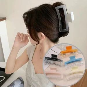 Ludia 빅사각 집게핀 반투명 투톤 대왕