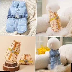 (BND-W56) 솔리드 하네스 패딩조끼 강아지패딩