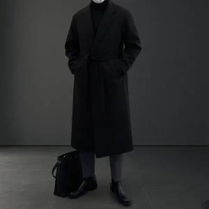 [노멀쉐이크]커스텀 미니멀 오버핏 롱코트 (2color) 로브 싱글 맥 정장 봄 가을 겨울 모직 코트