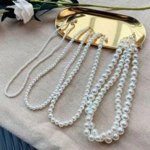 패션 베이직 여성 데일리 진주 올데이 목걸이 4mm 진 진주목걸이 진주알목걸이