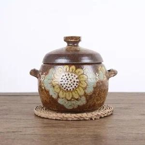 도자기 해바라기 옹기쌀독 황토쌀독 3 4kg 도자기쌀통 곡물통 튼튼한잡곡통 쌀보관통