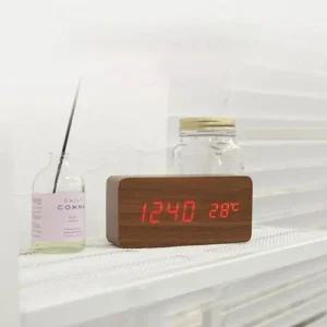 나무시계 LED 탁상용 알람 시계 시계 인테리어 소형