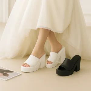 좋으니 발편한 키높이 웨딩 촬영 통굽 힐 슬리퍼 웨딩슈즈 12cm