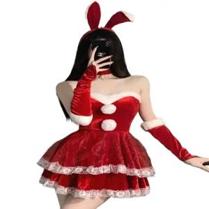 산타걸 미니원피스 여자 크리스마스 의상 벨벳 파티룩 섹시 산타룩