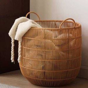 라탄 바구니 원형 수납 보관함 의류 수건 바스켓 빨래 정리
