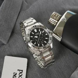 카시오 몬스터 스윕초침 다이버 메탈시계 - 블랙