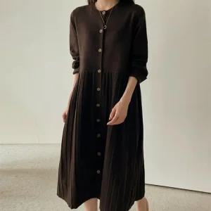 [어반프랑] 코이 노카라 플리츠 니트 롱원피스