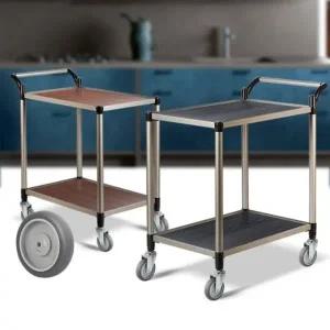 월넛우드 2단 대 회색바퀴 주방웨건 이동식카트 웨곤