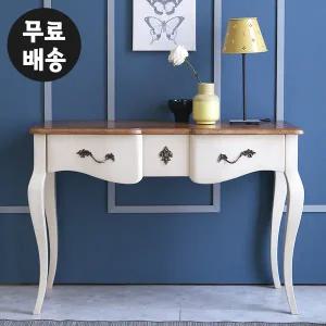 [벤티스가구]레안 원목 콘솔 엔틱 현관 테이블 복도장 거실 수납장 콘솔장 폭좁은 슬림(빈티지크림)
