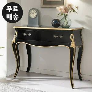 [벤티스가구]비에 원목 엔틱 콘솔 테이블 골드 현관 수납장 콘솔 데스크 폭좁은 복도장 슬림