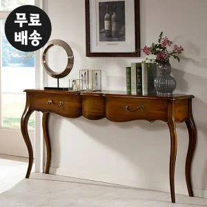 [벤티스가구]프렌 엔틱 콘솔 테이블 원목 슬림 거실 현관 콘솔 수납장 복도장 슬림 서랍장(브라운)