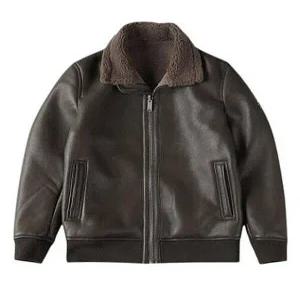 [빠니깔레][빠니깔레] 에코레더하이넥블루종 카키브라운인조무스탕점퍼 m-i