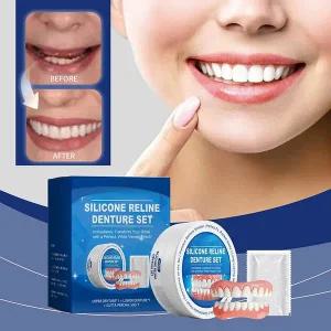 실리콘틀니 가짜이빨 틀니보관통 틀니 실리콘 키트 라이너 소프트 상하 치아 세트 간편 사용 관리 부러진