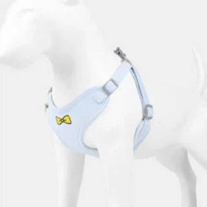 리본 코듀로이 하네스 가슴줄 앞섬방지 강아지 H형 목줄