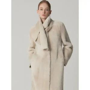 [하프클럽/르오트]프리미엄 양모+양가죽100 블락 리버시블 롱 리얼무스탕코트