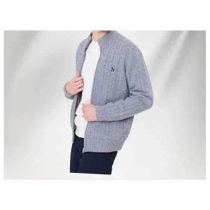 헤지스 남성 스테디셀러 그레이 짜임 울혼방 집업니트 WHSW4D328G2975998