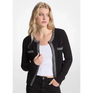 [마이클코어스][정가 560000원] 젬 장식 크루넥 가디건 JF561B6K151