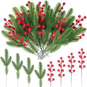 인공 크리스마스 트리 꽃꽂이에 장식 DIY 휴일 화환 열매 가지 적합 솔방울