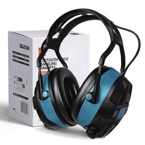 MIUI Bluetooth 5.0 보청기 충전식 이어 헤드폰, 29dB NRR 안전 소음 감소 이어머프, 잔디 깎기, 건설, 작업장, 라디오 블루로 깎기를 위한 36시간 재생 시간