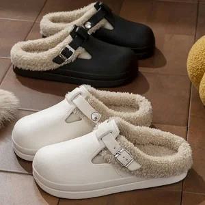 안감 슬리퍼 방한 데일리 사무실 여성 겨울 슬리퍼 쿠션 클로그 실내용 실외용 방한화 베란다 따뜻한