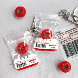 방울 토마토 미니 지퍼백 파우치 바코드 키링 3종 제철 야채 채소 여름 우정 친구 선물