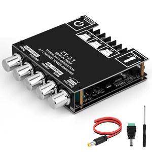 Romicta 2.1 채널 블루투스 5.0 앰프 보드 200W 하이파이 서브우퍼 오디오 앰프, 트레블 Freq 및 베이스 컨트롤 BT AUX 입력, DIY 스피커용 DC 12-24V 스테레오 모듈