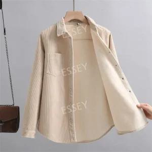 여성 코듀로이 빅사이즈 양털 남방 골덴 따뜻 기모 셔츠 3컬러 겨울 안감 데일리