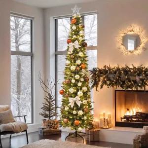 펜슬트리 슬림크리스마스트리 장식 있는 인조 조명