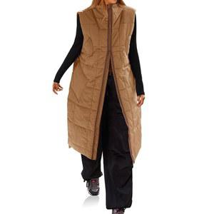 시시벨 여성 롱 퀼팅 패딩 조끼 경량 민소매 겨울 재킷 사이드 슬릿 패커블 코트