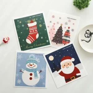 해피키친 셀룰로오스 항균 디자인 행주 독일 스웨덴 면 주방 4종세트 (크리스마스/과일/동물/꽃)