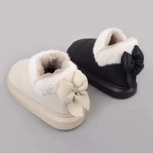 겨울 리본 패딩부츠 안감퍼 방한화 가벼운 신발 털신