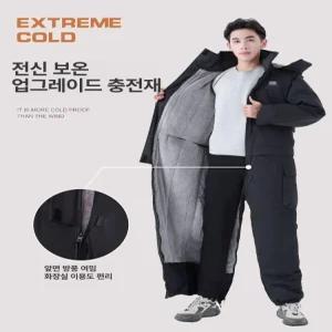 겨울 라이더방한복 배달 우주복 작업복 바람막이 방한 엉덩이지퍼 블랙 L+허리 지퍼 스트래들