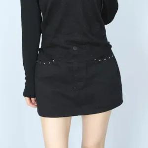 속바지) 심플 찡 스터드 미니 스커트  )