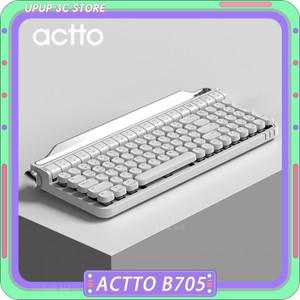 Actto B705 무선 블루투스 기계식 키보드, 듀얼 모드 레트로 타자기 게임용 RGB 핫 스왑, PC 게이머 사무실