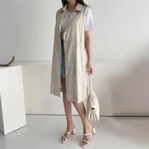 빅사이즈 204 린넨버튼카라롱베스트 DBNG738