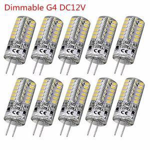 10pcs Dimmable DC12V G4 LED 전구 2W 3W 실리콘 24/48LEDS SMD3014 슈퍼 밝은 교체 할로겐 샹들리에 조명