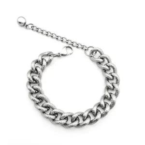 [라일리쥬얼리] Rly 텍스처 쿠바 체인 팔찌 남성 커플 써지컬 볼드