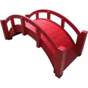 샘가제 미니어처 일본 목재 정원 다리, 빨간색, 조립, 25인치 길이 X 11인치 높이 X 11-1/2인치 너비, 미국산